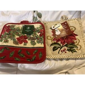 Poinsettia Pot Holders Christmas Pattern Set Of 4,‎ Christmas House
